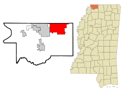 DeSoto County Mississippi Incorporated and Unincorporated areas Olive Branch Highlighted